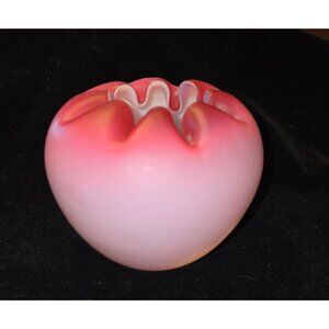 Rose Bowl Victorian hand blown glass crimped 1880s